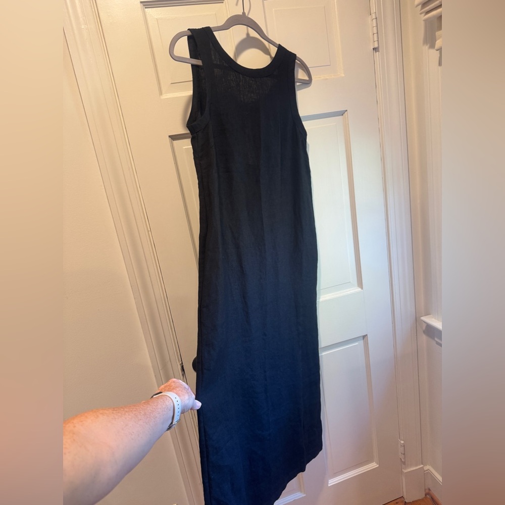 Sauths 100% Linen Carmen Black Sleeveless Maxi Dress - Picture 2 of 7